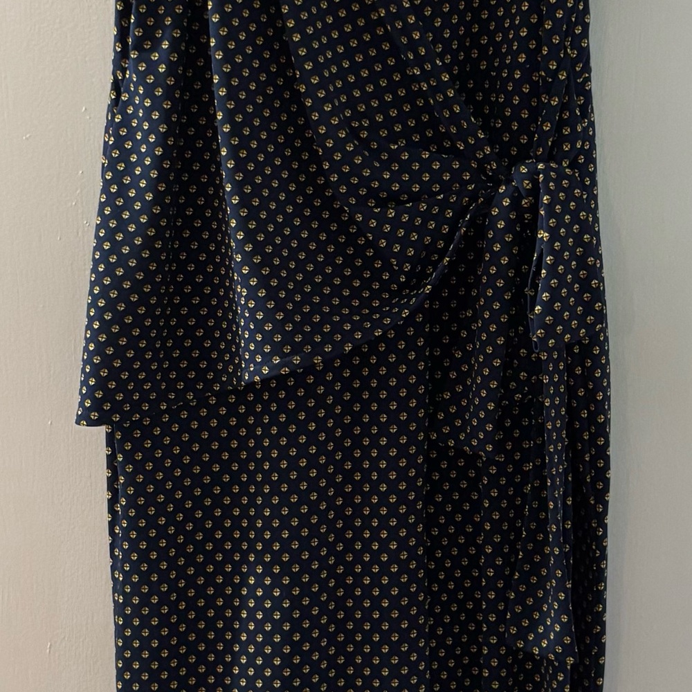 Navy and Gold Polka Dot Wrap Jumpsuit
